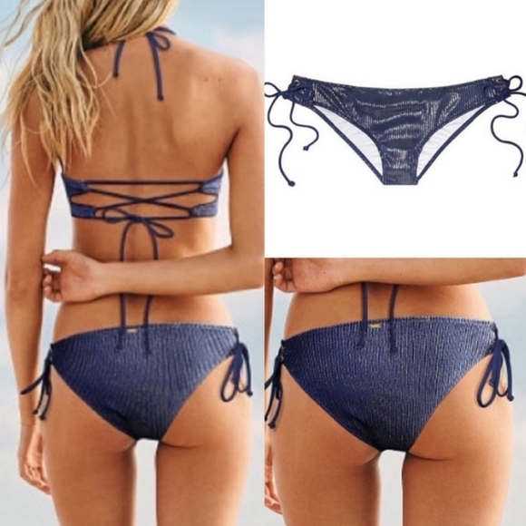 Pink by Vs sparkle blue mini cheekster ribbed bott - Picture 1 of 6